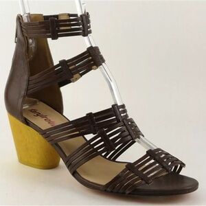 FARYLROBIN Chunky Yellow Heel Strappy Gladiator Sandals